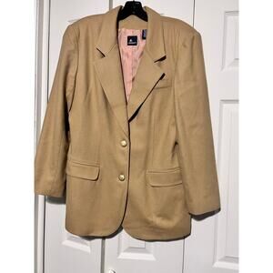 Lizsport Womens 10 Wool Blazer Tan Vintage Jacket Classic EUC